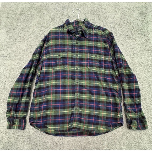 J. Crew Tartan Plaid Midweight Button Down Long Sleeve Flannel Shirt Size XL - Picture 1 of 7